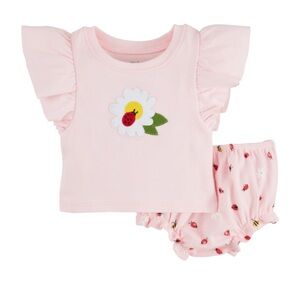Mud Pie Pink Baby Set with Ladybug and Flower
